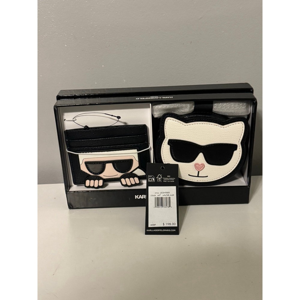 KARL LAGERFELD PARIS Cardholder & Crossbody Set Choupette Karl Chain strap